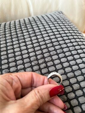 925 Sterling Silver cubic zirconia band ring, size 6